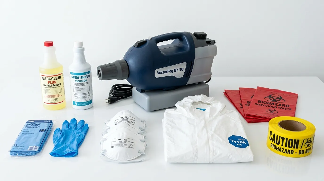 Professional biohazard remediation crew working in Victoria